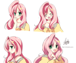 Size: 958x798 | Tagged: safe, artist:sakuranoruu, fluttershy, blushing, cute, humanized, moe, solo