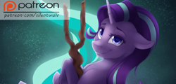 Size: 1024x492 | Tagged: safe, artist:silentwulv, starlight glimmer, pony, unicorn, patreon, patreon logo, s5 starlight, solo, staff, staff of sameness