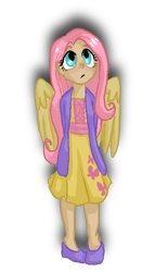 Size: 400x700 | Tagged: safe, artist:odis-odis, fluttershy, clothes, dress, humanized, winged humanization