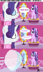 Size: 1163x1946 | Tagged: safe, artist:pastelhorses, rarity, starlight glimmer, pony, unicorn, no second prances, carousel boutique, comic, mirror, smoke