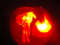 Size: 2304x1728 | Tagged: safe, artist:watermelonrat, derpy hooves, pegasus, pony, female, jack-o-lantern, mare, pumpkin