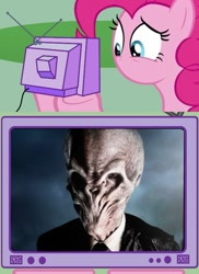 Size: 881x1207 | Tagged: safe, pinkie pie, pony, doctor who, exploitable meme, meme, no mouth, silence, the silence, tv meme