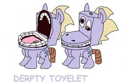 Size: 1280x890 | Tagged: safe, artist:geepukefox, derpy hooves, object pony, original species, pegasus, pony, toilet pony, but why, female, mare, nightmare fuel, ponified, solo, toilet, wat