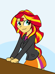 Size: 600x800 | Tagged: safe, artist:katrittaja, sunset shimmer, equestria girls, clothes, looking back, solo