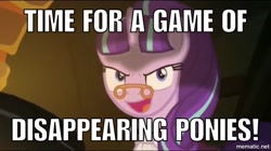 Size: 1000x561 | Tagged: safe, edit, edited screencap, screencap, snowfall frost, starlight glimmer, pony, unicorn, a hearth's warming tail, care bears, dark heart, image macro, meme