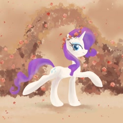 Size: 2000x2000 | Tagged: safe, artist:my-magic-dream, rarity, pony, unicorn, floral head wreath, flower, rose, solo