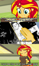 Size: 598x1000 | Tagged: safe, edit, screencap, sunset shimmer, equestria girls, book, hokuto no ken, jagi, manga, screencap comic