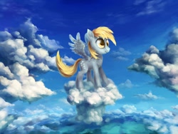 Size: 1200x900 | Tagged: safe, artist:vapgames, derpy hooves, pegasus, pony, cloud, cloudy, female, mare, on a cloud, solo