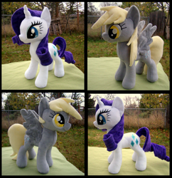 Size: 1925x1989 | Tagged: safe, artist:fireflytwinkletoes, derpy hooves, rarity, pony, irl, photo, plushie