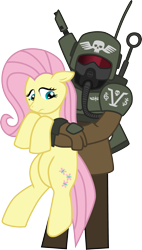 Size: 1947x3439 | Tagged: safe, artist:commissarprower, fluttershy, human, pony, armor, cadian shock troops, captured, cute, gun, helmet, hug, imperial guard, imperium, lasgun, mask, simple background, skull, soldier, warhammer (game), warhammer 40k