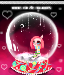 Size: 1000x1172 | Tagged: safe, gummy, pinkie pie, earth pony, pony, ask young pinkamena, clothes, pinkamena diane pie, scarf, snow globe, younger