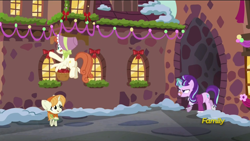 Size: 1366x768 | Tagged: safe, screencap, snowfall frost, starlight glimmer, pony, unicorn, a hearth's warming tail, bow bonnet, discovery family logo, the little match filly, the little match girl