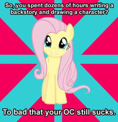 Size: 1468x1523 | Tagged: safe, fluttershy, pegasus, pony, advice meme, exploitable meme, female, fluttershy says, grin, head tilt, looking at you, mare, meme, smiling, solo, standing