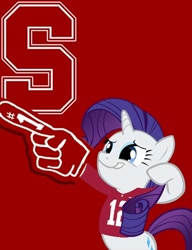 Size: 400x522 | Tagged: safe, rarity, cardinal, pony, unicorn, #1, american football, baseball, basketball, foam finger, football, hockey, ncaa, stanford, stanford cardinal, upset city baybeeee