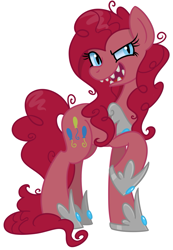 Size: 1179x1707 | Tagged: safe, artist:cuttycommando, pinkie pie, earth pony, pony, corrupted, evil grin, gluttony, grin, nightmare pinkie, nightmarified, seven deadly sins, simple background, smiling, solo, vector, white background