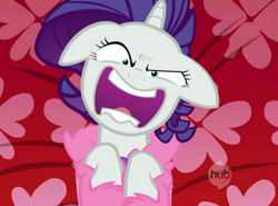 Size: 320x237 | Tagged: safe, edit, edited screencap, screencap, rarity, pony, unicorn, suited for success, angry, face swap, reaction image