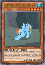 Size: 813x1185 | Tagged: safe, derpibooru import, edit, edited screencap, screencap, rainbow dash, pegasus, pony, card game, iwtcird, meme, solo, tcg editor, trading card edit, yu-gi-oh!, yugioh card