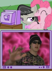 Size: 439x600 | Tagged: safe, octavia melody, pinkie pie, human, pony, exploitable meme, irl, irl human, meme, photo, russian, russian meme, tv meme