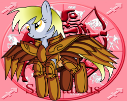 Size: 900x720 | Tagged: safe, artist:king-shoutmon, derpy hooves, pegasus, pony, female, mare, parody, saint seiya