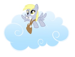 Size: 3002x2284 | Tagged: safe, artist:dragon-rider596, derpy hooves, pegasus, pony, bag, cloud, female, letter, mare, mouth hold, solo