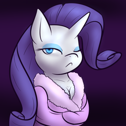 Size: 1200x1200 | Tagged: safe, artist:lamia, rarity, anthro, cleavage, clothes, female, robe