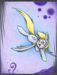 Size: 831x1095 | Tagged: safe, artist:albinoshadow, derpy hooves, pegasus, pony, female, mare, solo, traditional art