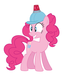 Size: 2700x3000 | Tagged: safe, artist:alexiy777, pinkie pie, earth pony, pony, mmmystery on the friendship express, hard hat, hat, simple background, smiling, solo, transparent background, vector