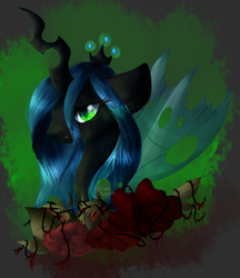 Size: 1024x1183 | Tagged: safe, artist:coline-oceane, queen chrysalis, changeling, changeling queen, bust, solo