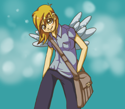 Size: 800x698 | Tagged: safe, artist:first-blush, derpy hooves, humanized, solo, winged humanization