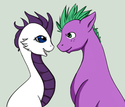 Size: 700x600 | Tagged: safe, artist:heartcarvedofsilver, rarity, spike, dragon, dragonified, female, male, ponified, ponified spike, raridragon, shipping, sparity, species swap, straight