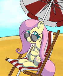 Size: 2500x3000 | Tagged: safe, artist:sharkwellington, fluttershy, pegasus, pony, beach, high res, sunglasses