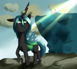 Size: 1800x1600 | Tagged: safe, artist:passigcamel, queen chrysalis, changeling, changeling queen, glare, stick figure