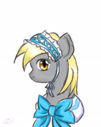 Size: 2104x2635 | Tagged: safe, artist:f-15ailce, derpy hooves, pegasus, pony, bonnet, female, mare, solo