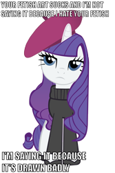 Size: 720x1080 | Tagged: safe, rarity, pony, unicorn, beret, fetish, image macro, simple background, transparent background, vector