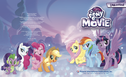 Size: 5864x3565 | Tagged: safe, derpibooru import, applejack, fluttershy, pinkie pie, rainbow dash, rarity, spike, twilight sparkle, twilight sparkle (alicorn), alicorn, dragon, earth pony, pegasus, pony, unicorn, my little pony: the movie, mane seven, mane six, my little pony logo