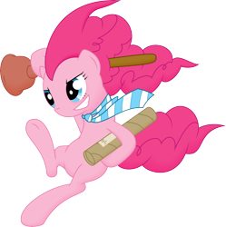 Size: 9791x9812 | Tagged: safe, artist:onsaud, artist:sircxyrtyx, pinkie pie, earth pony, pony, absurd resolution, necktie, package, plunger, simple background, solo, transparent background