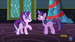 Size: 1920x1080 | Tagged: safe, screencap, starlight glimmer, twilight sparkle, twilight sparkle (alicorn), alicorn, pony, a hearth's warming tail, discovery family logo, female, mare