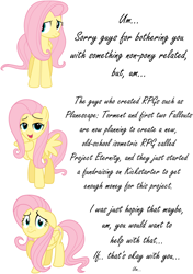 Size: 1409x2000 | Tagged: safe, fluttershy, pegasus, pony, female, mare, meta, pink mane, text, yellow coat