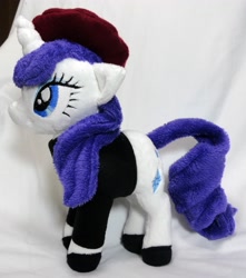 Size: 2838x3210 | Tagged: safe, artist:cryptic-enigma, rarity, beatnik rarity, beret, clothes, hat, irl, photo, plushie, solo