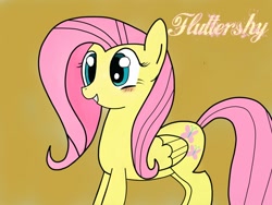 Size: 1024x768 | Tagged: safe, artist:zunkipher, fluttershy, pegasus, pony, female, mare, pink mane, smiling, yellow coat