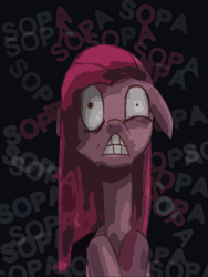 Size: 1000x1327 | Tagged: safe, artist:baxtermega, pinkie pie, pony, female, looking at you, mare, solo, sopa, wide eyes