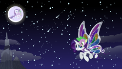 Size: 1920x1080 | Tagged: safe, artist:neodarkwing, rarity, spike, dragon, pony, unicorn, female, male, shipping, sparity, straight