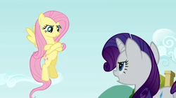 Size: 956x536 | Tagged: safe, screencap, fluttershy, rarity, pegasus, pony, unicorn, putting your hoof down, female, horn, mare