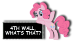 Size: 150x86 | Tagged: safe, artist:sonic-chaos, pinkie pie, earth pony, pony, deviantart stamp, fourth wall, simple background, stamp, transparent background