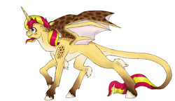 Size: 1591x915 | Tagged: safe, artist:catlover1672, sunset shimmer, dracony, dragon, hybrid, dragonified, simple background, solo, species swap, sunset dragon, unshorn fetlocks, white background