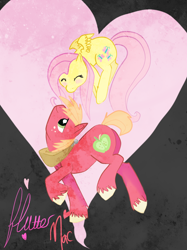 Size: 764x1024 | Tagged: safe, artist:fenny-fang, big macintosh, fluttershy, earth pony, pegasus, pony, female, fluttermac, male, shipping, stallion, straight