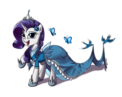 Size: 1889x1501 | Tagged: safe, artist:junkiekb, rarity, pony, unicorn, clothes, dress, female, horn, mare, solo