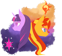 Size: 1024x924 | Tagged: safe, artist:argentumzeena, sunset shimmer, twilight sparkle, twilight sparkle (alicorn), alicorn, pony, female, mare