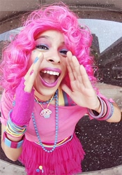 Size: 491x700 | Tagged: safe, artist:enasni-v, pinkie pie, human, 80s, cosplay, fashion, irl, irl human, photo, solo