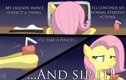 Size: 3850x2450 | Tagged: safe, artist:darkpengi, fluttershy, pegasus, pony, fanfic:sweet apple massacre, comic, death note, fanfic, fanfic art, high res, juice box, meme, parody